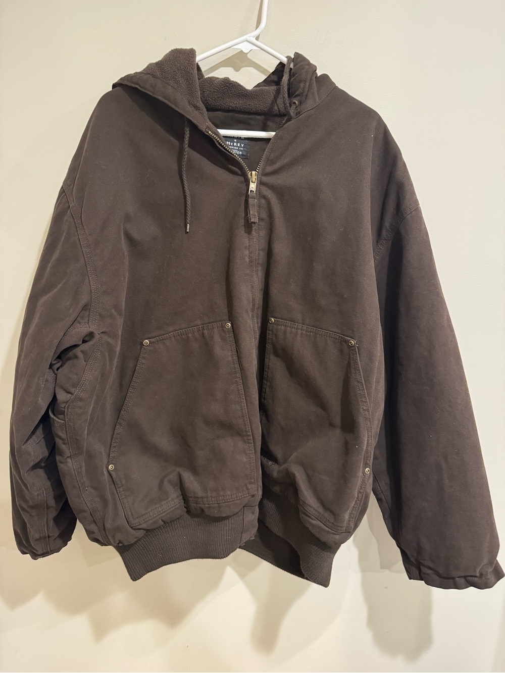Lakin Mckey Trading Co Men's Hooded Fleece Lined Work Jacket - Dark Brown